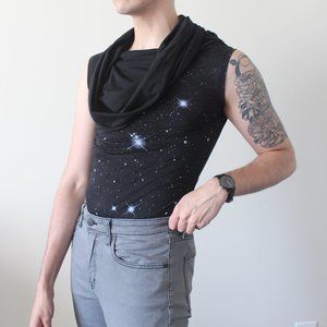 Avalove HAND PRINTED galaxy cowl neck tank